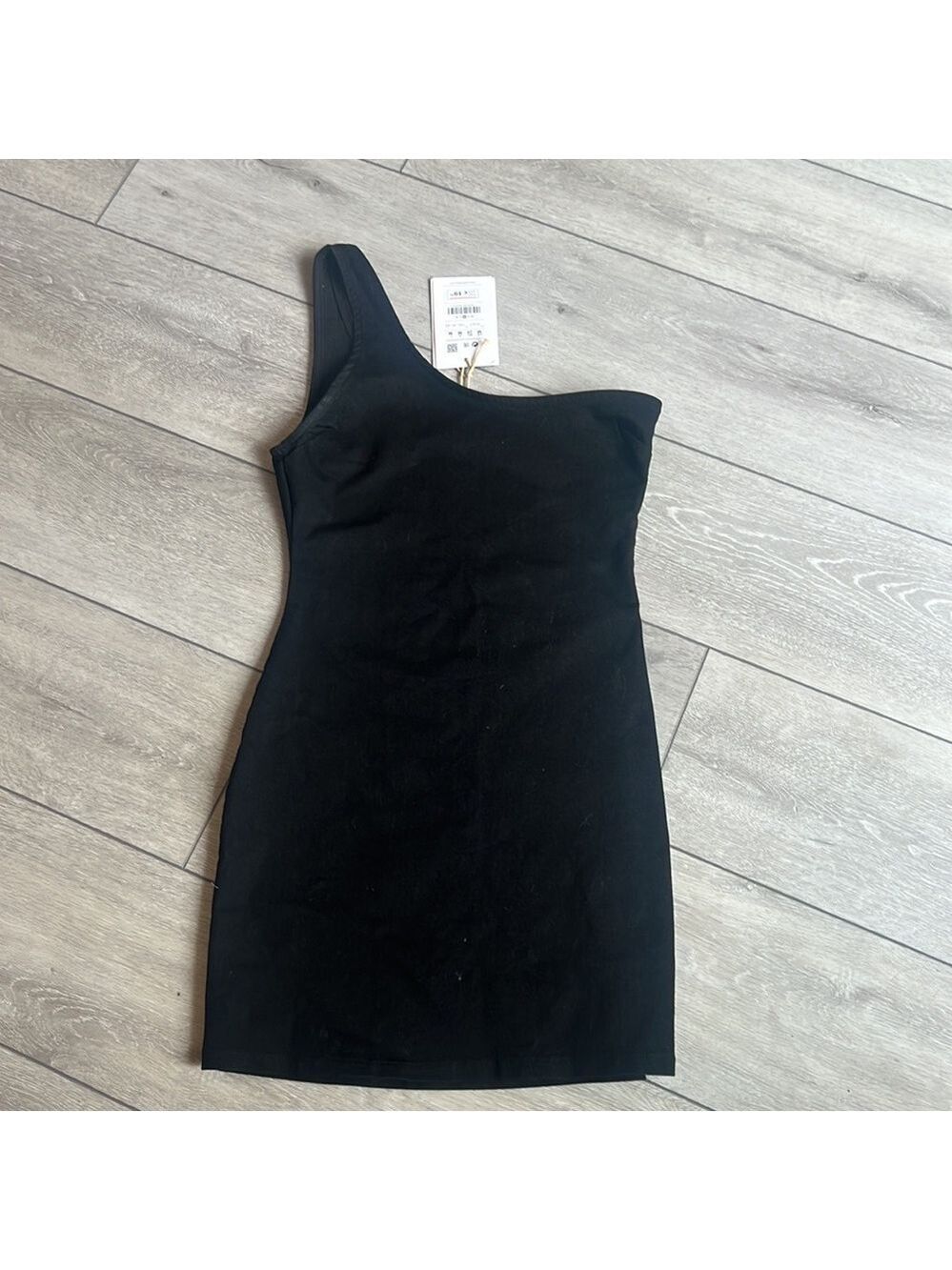 Pull and bear black one shoulder stretch denim casual dress nwt medium - Picture 2 of 6